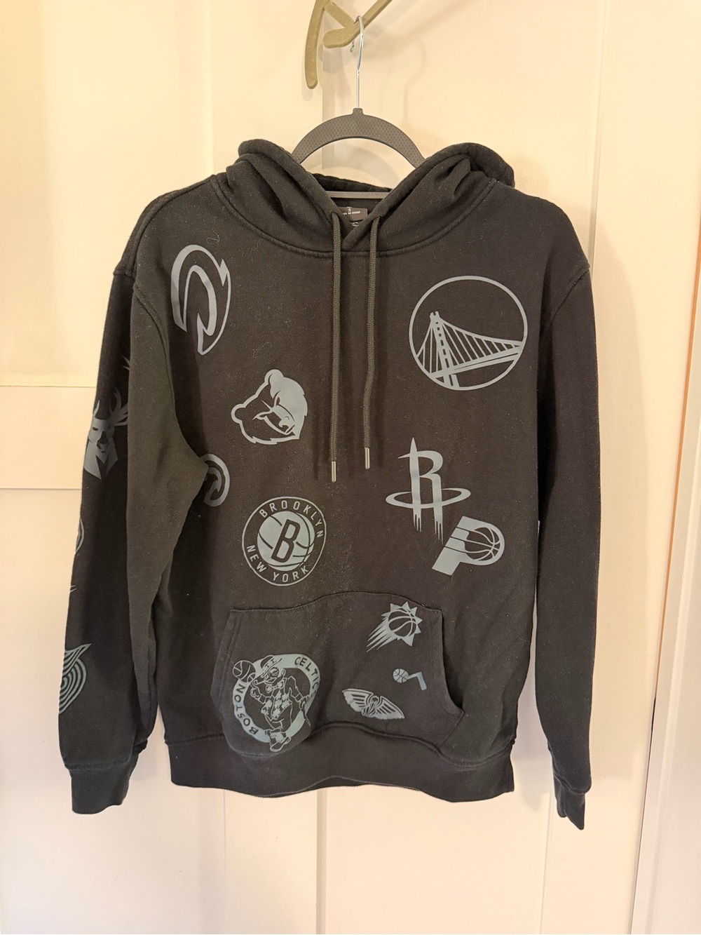 NBA Black Pullover Hoodie with Gray Team Logos